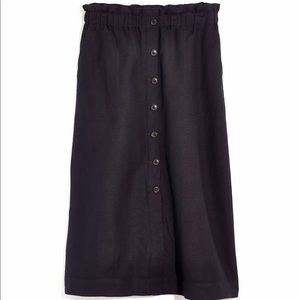 Madewell Black Paperbag Button-Front Midi Skirt